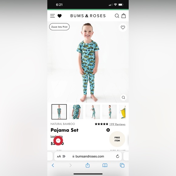 Bums & Roses Loader up bamboo pajama set NIB/NWT size 7/8 construction print - Picture 8 of 8